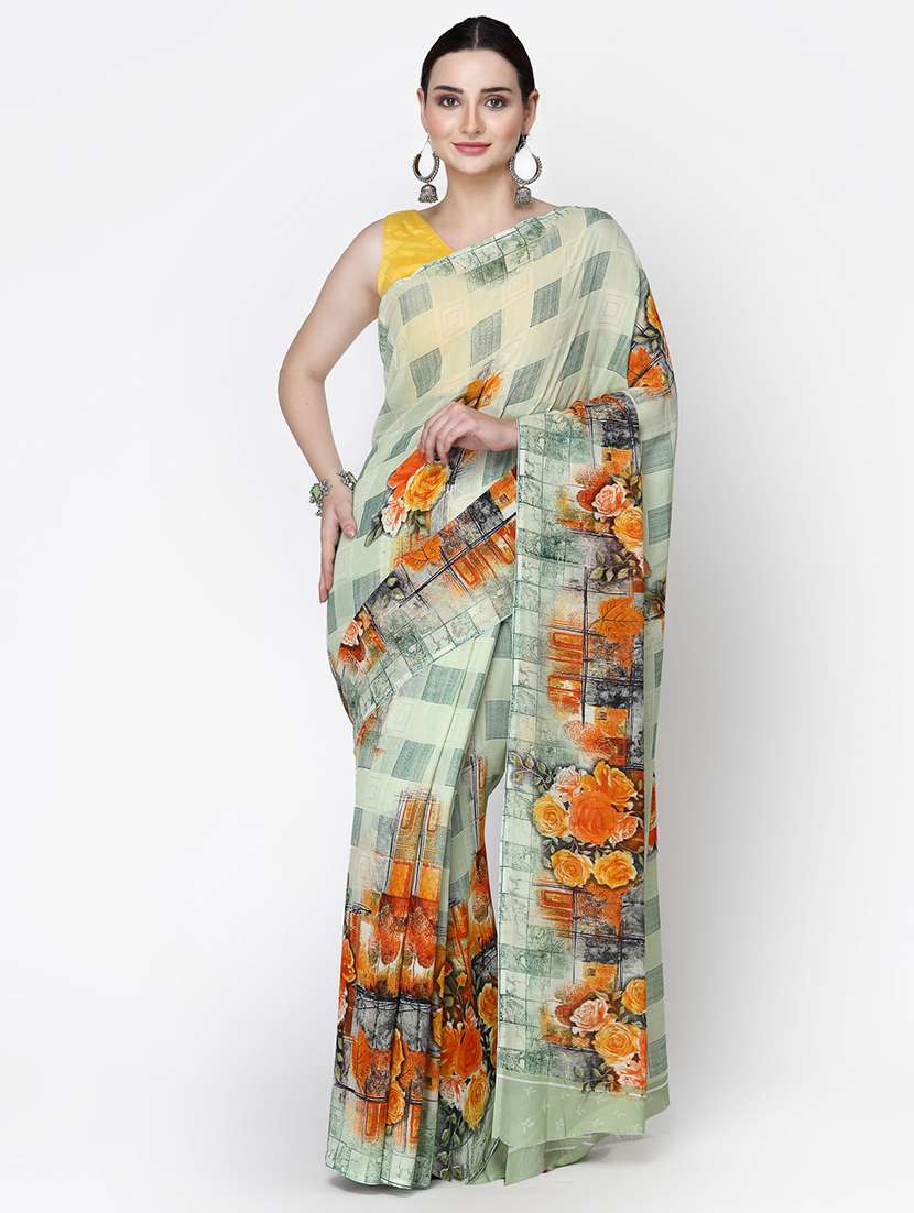 women printed casual wear saree with blouse - 21687149 - Zoom Image - 0