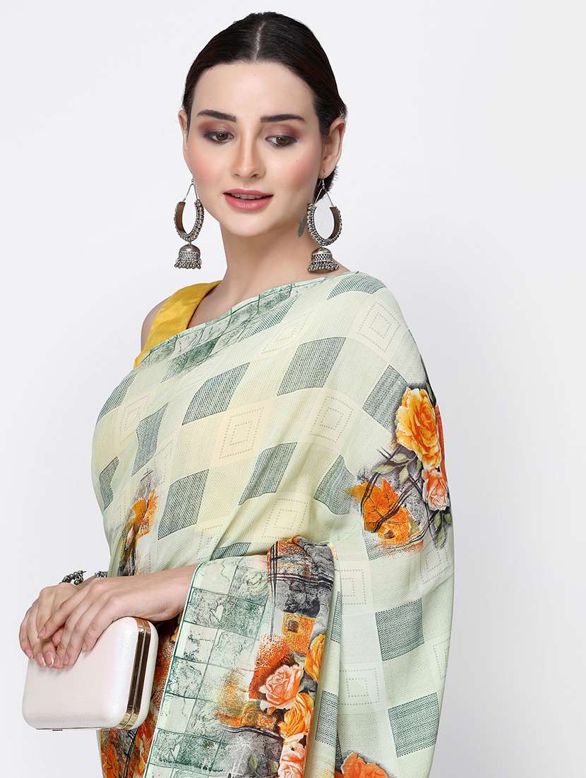 women printed casual wear saree with blouse - 21687149 - Standard Image - 3