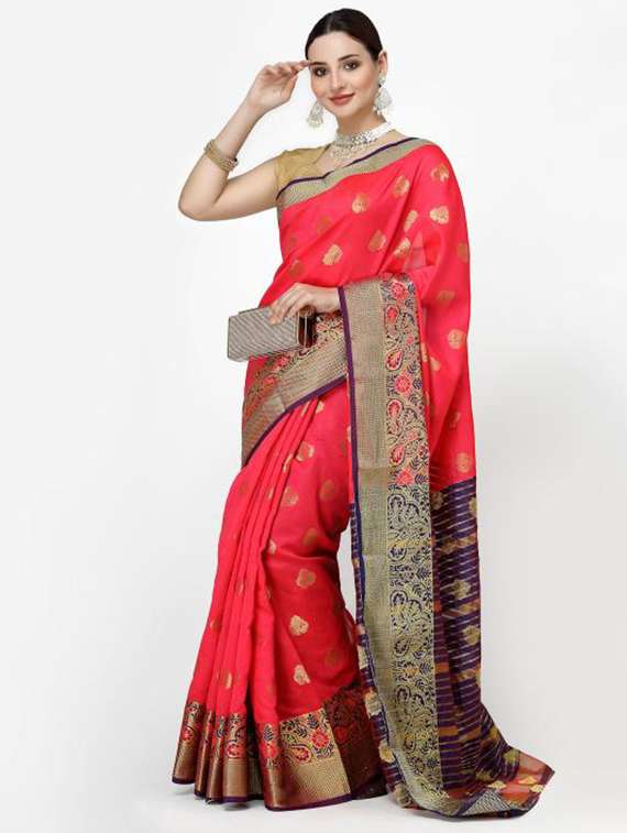 women self design banarasi saree with blouse - 21687167 -  Standard Image - 3
