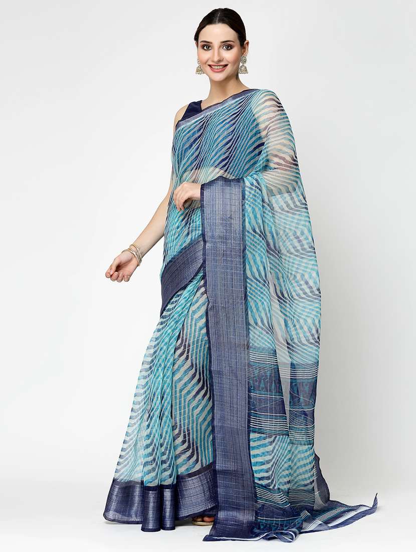 women printed casual wear saree with blouse - 21687209 - Zoom Image - 0