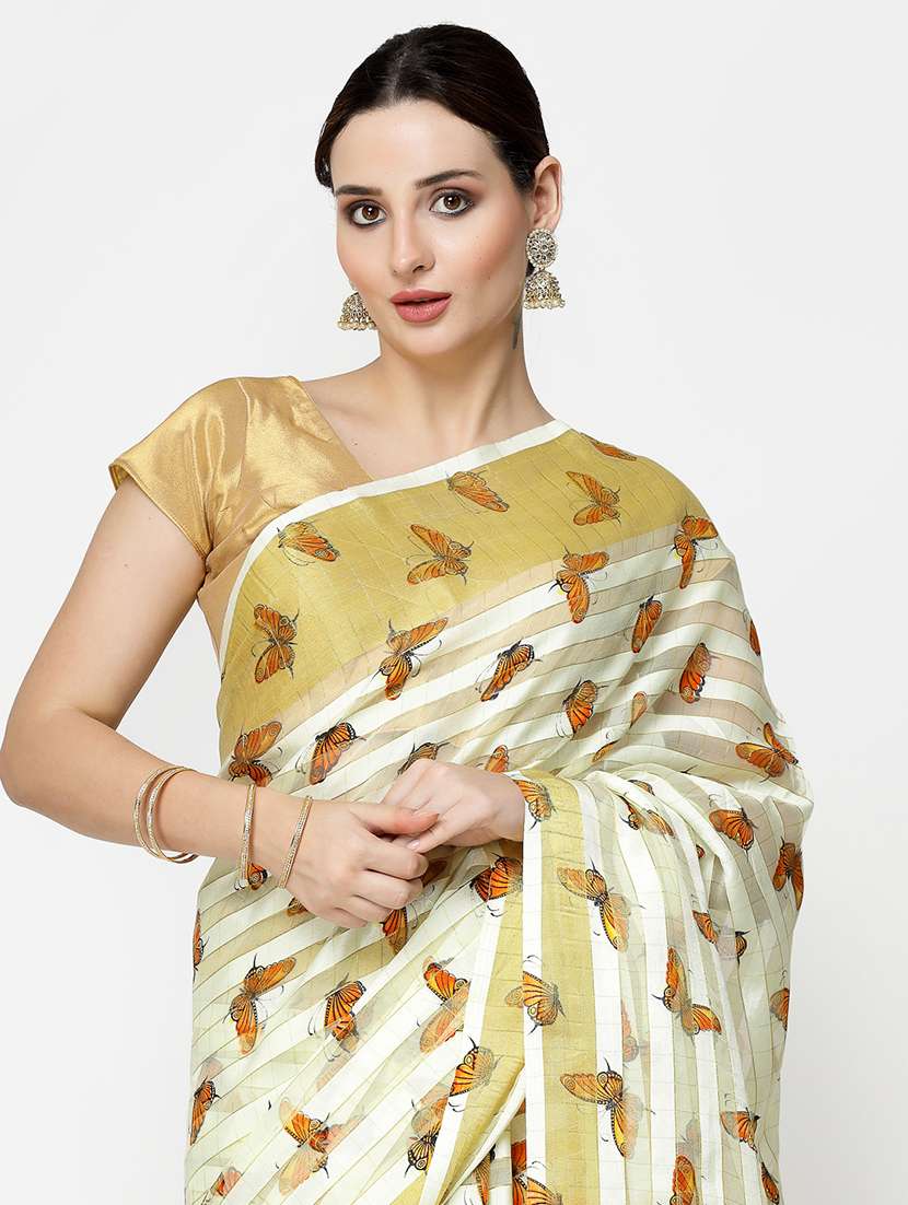 women printed casual wear saree with blouse - 21687215 - Standard Image - 3