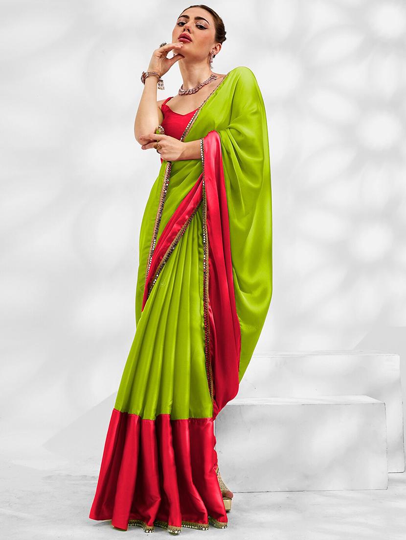 women green bordered saree with blouse - 21687298 -  Zoom Image - 0
