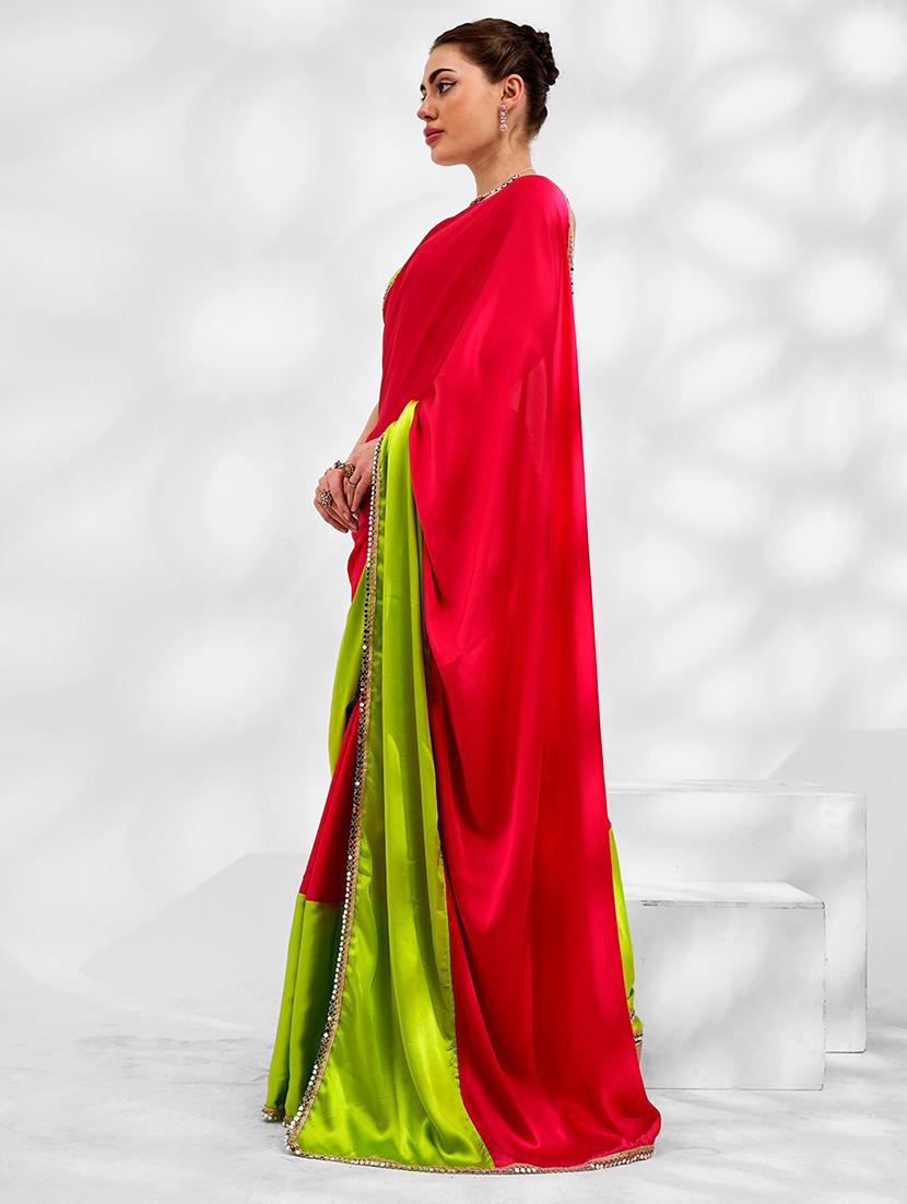 women red bordered saree with blouse - 21687299 - Standard Image - 3