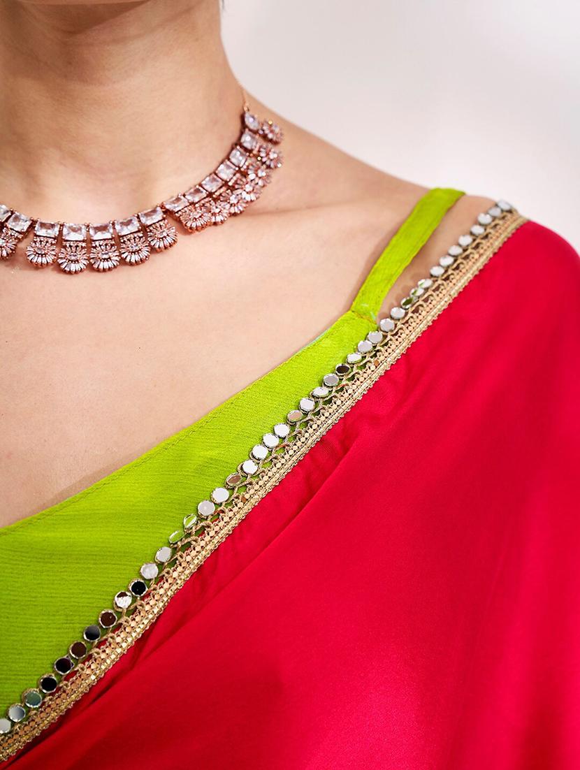 women red bordered saree with blouse - 21687299 - Standard Image - 5