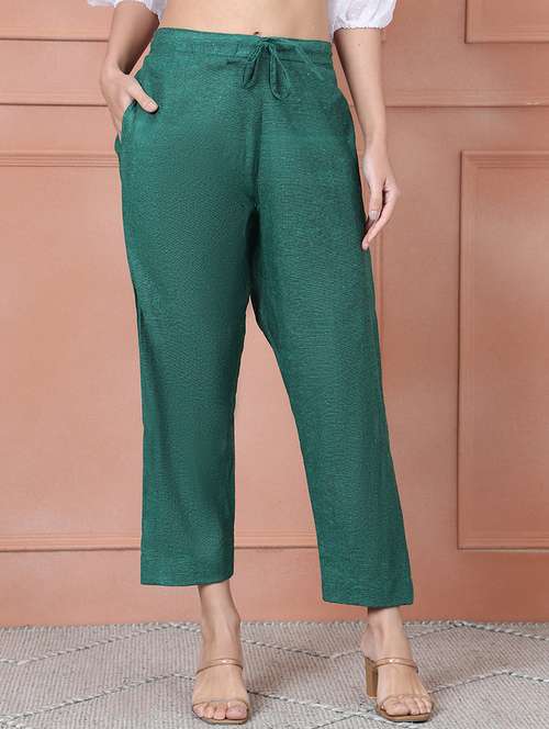 women green solid ankle length tapered pant - 21687453 -  Standard Image - 0