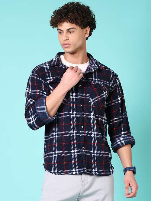men long sleeves checkered shacket - 21687487 -  Standard Image - 0