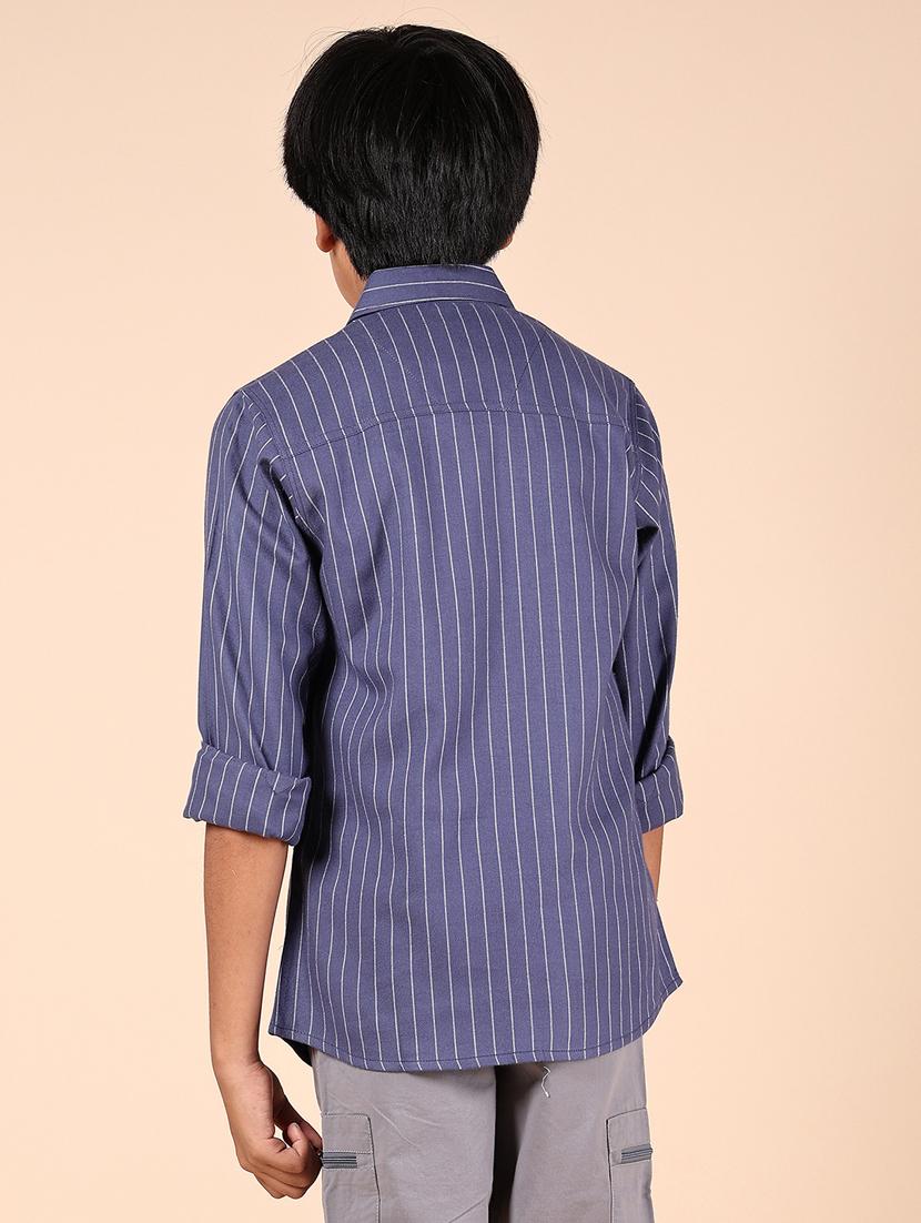 boys striped collared long sleeves shirt - 21687522 - Standard Image - 3