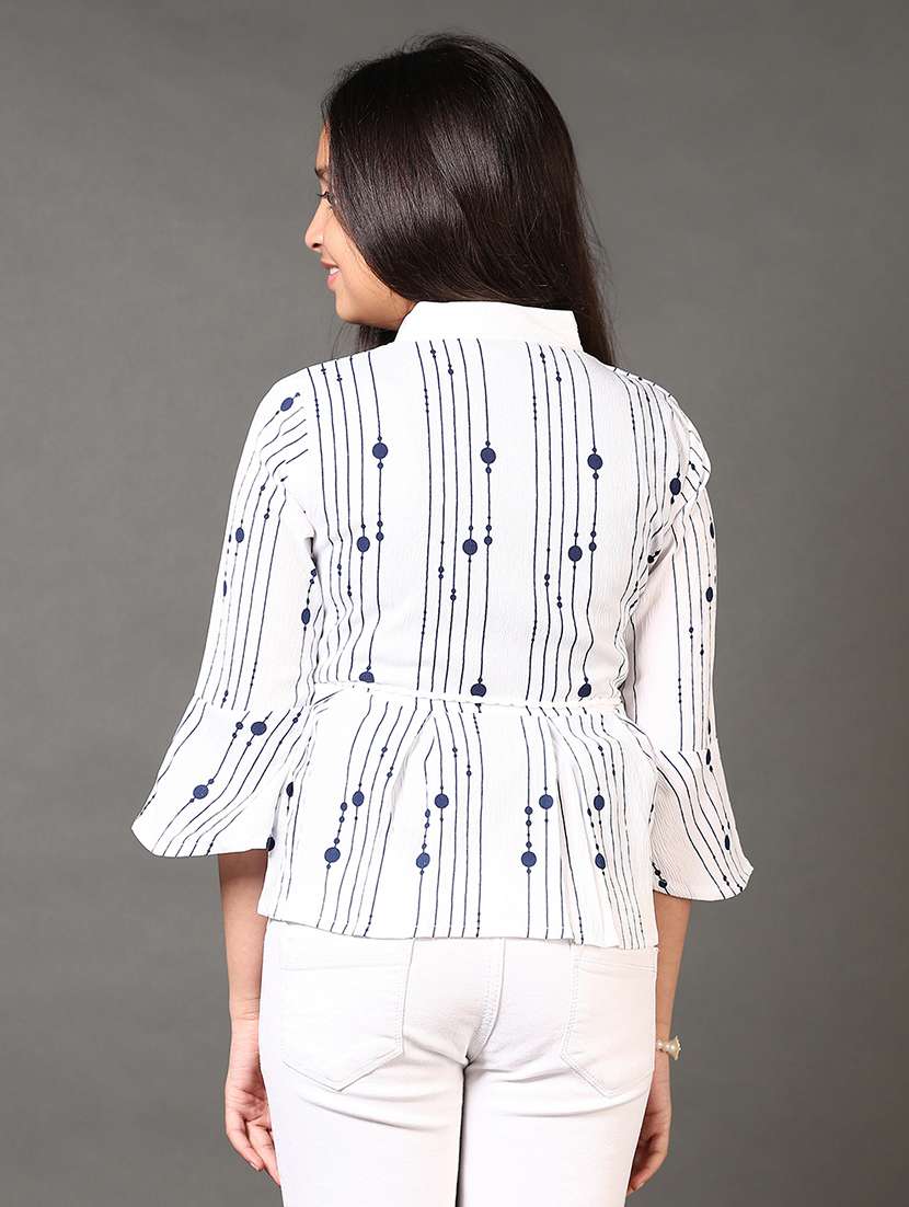 girls mandarin neck printed top - 21687528 - Standard Image - 3
