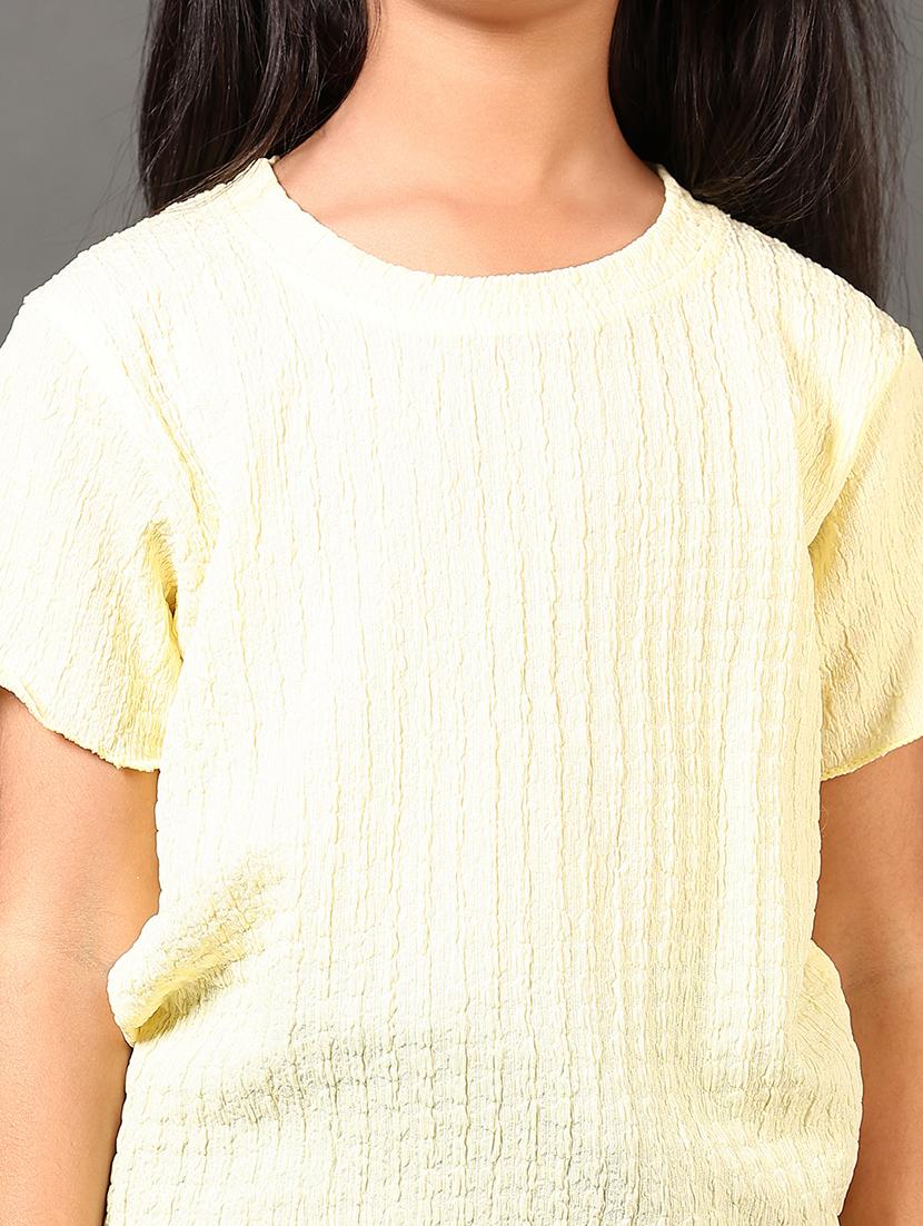 girls round neck self design top - 21687538 - Standard Image - 5