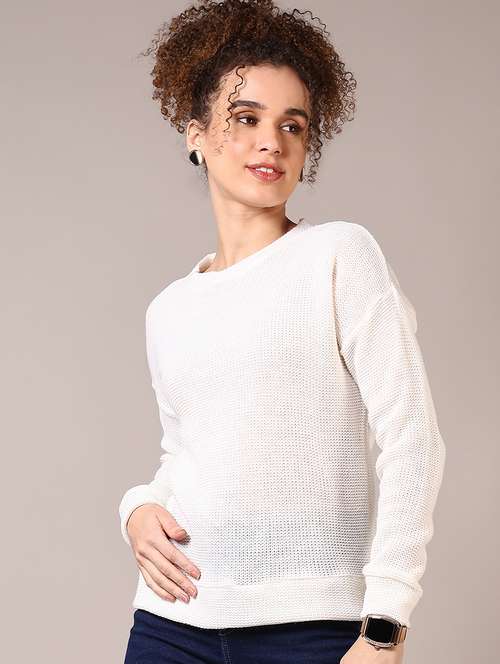 women solid long sleeves pullover - 21687544 -  Standard Image - 0