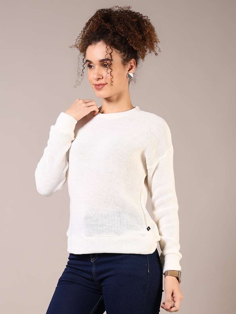 women solid long sleeves pullover - 21687544 -  Standard Image - 5