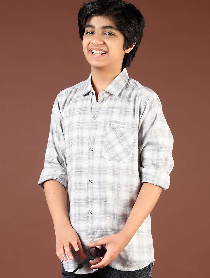 boys checkered long sleeve casual shirt