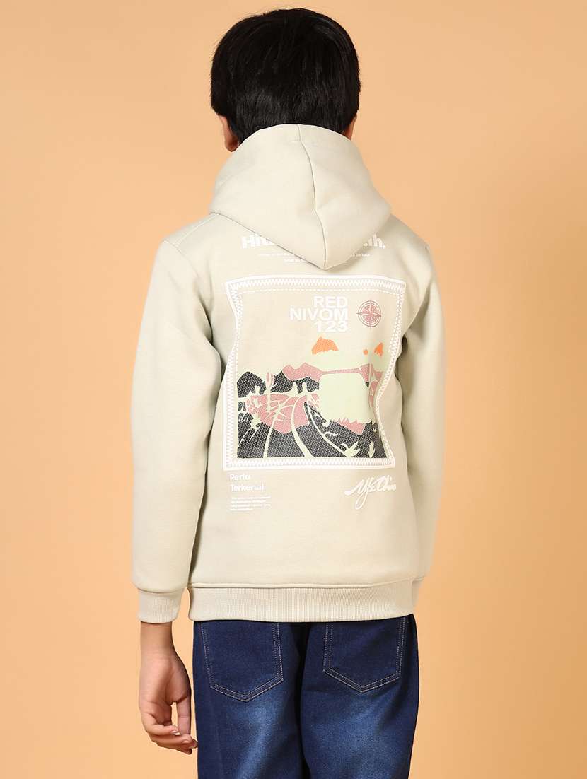 boys back printed long sleeve hooded sweatshirt