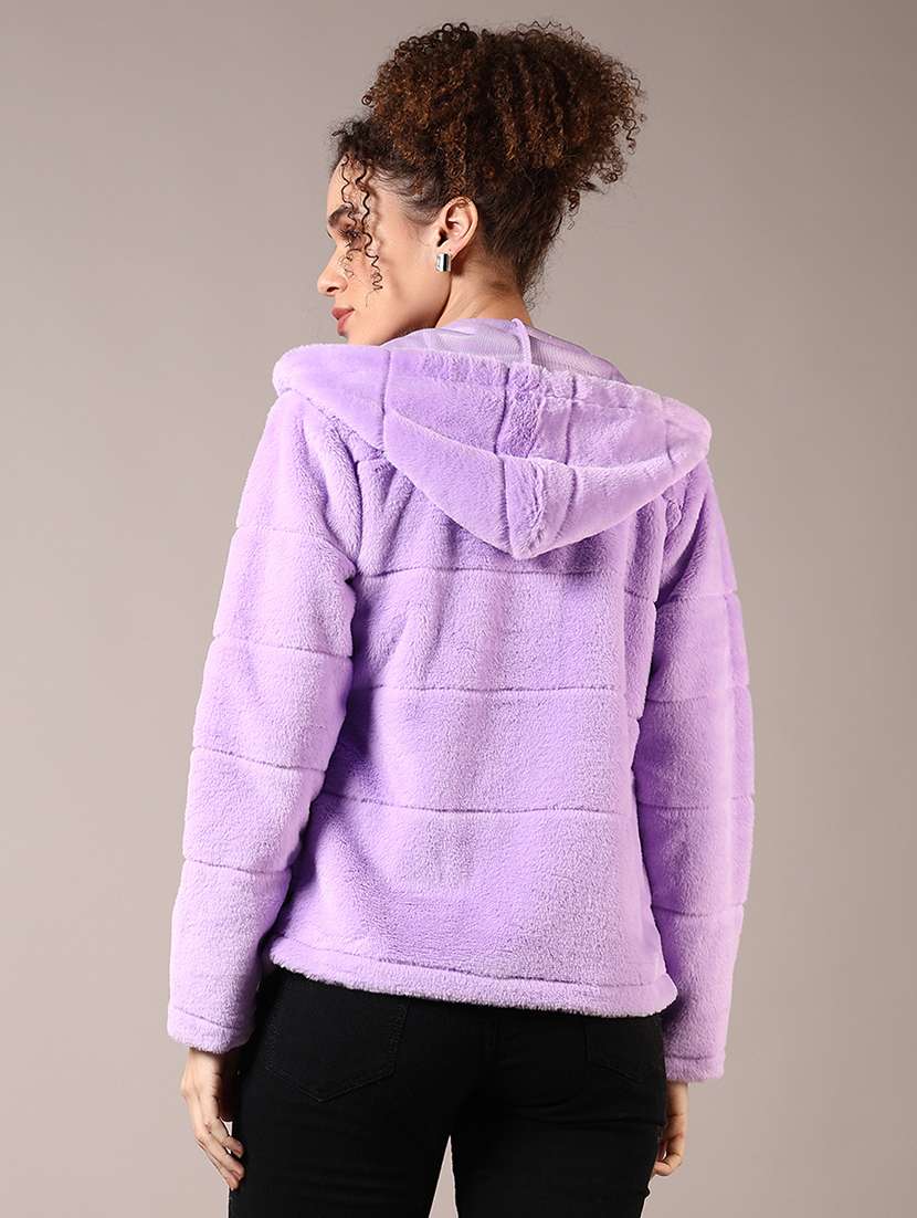 women solid long sleeves hooded sweatshirt - 21687578 -  Standard Image - 3