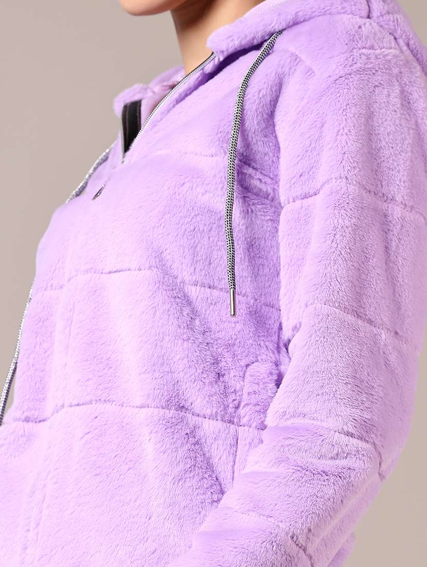 women solid long sleeves hooded sweatshirt - 21687578 -  Standard Image - 5