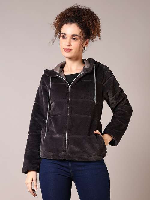 women solid long sleeves hooded sweatshirt - 21687589 -  Standard Image - 0