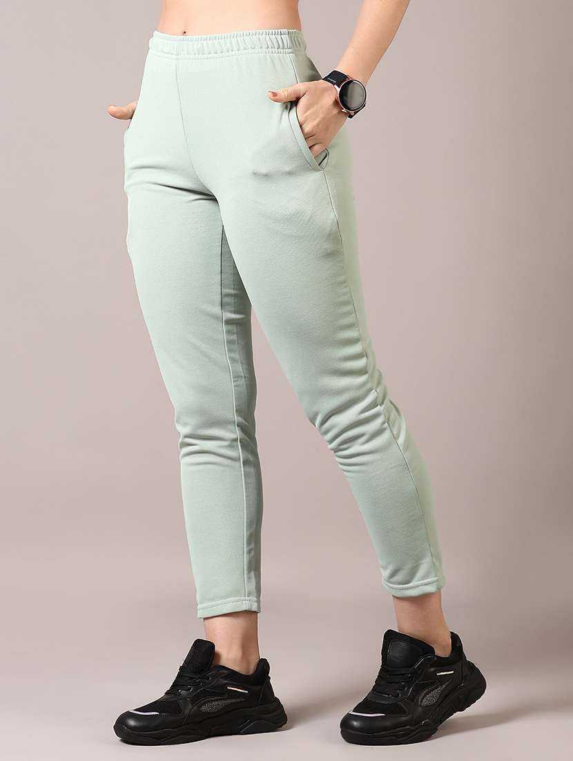 women solid mid rise track pant - 21687631 -  Standard Image - 3