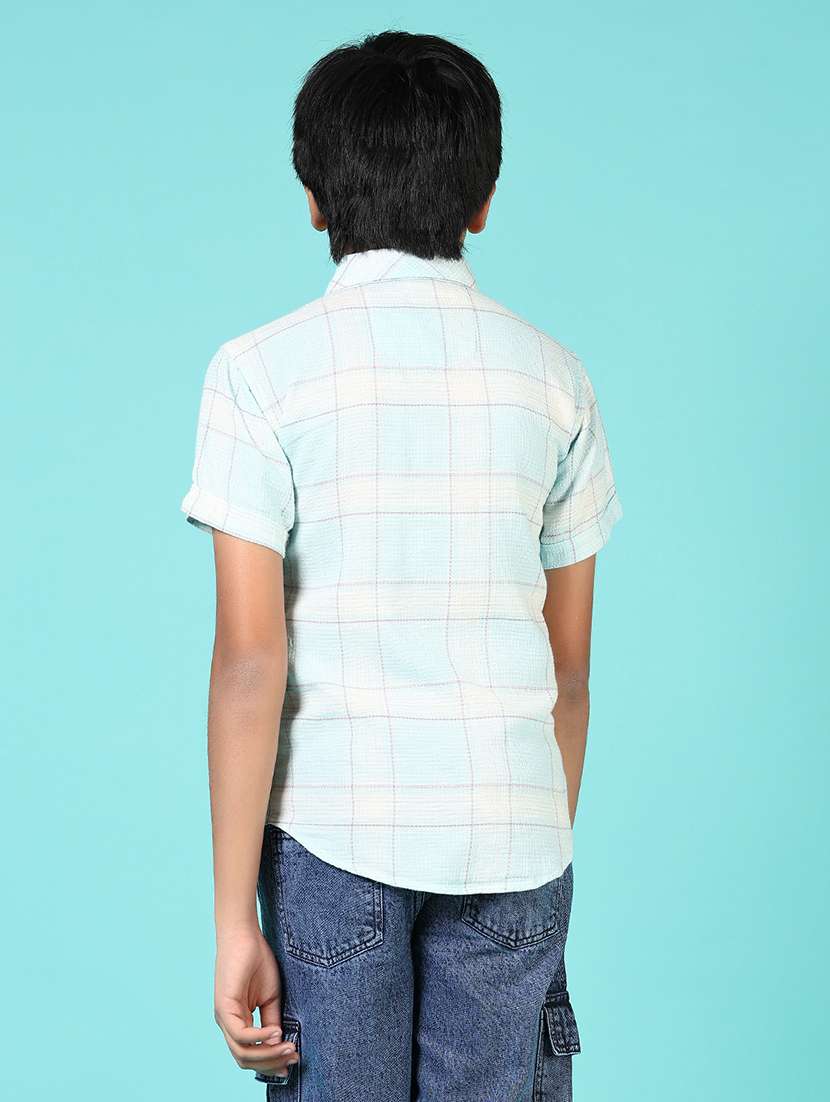 men checkered collared short sleeves shirt - 21687655 -  Standard Image - 3