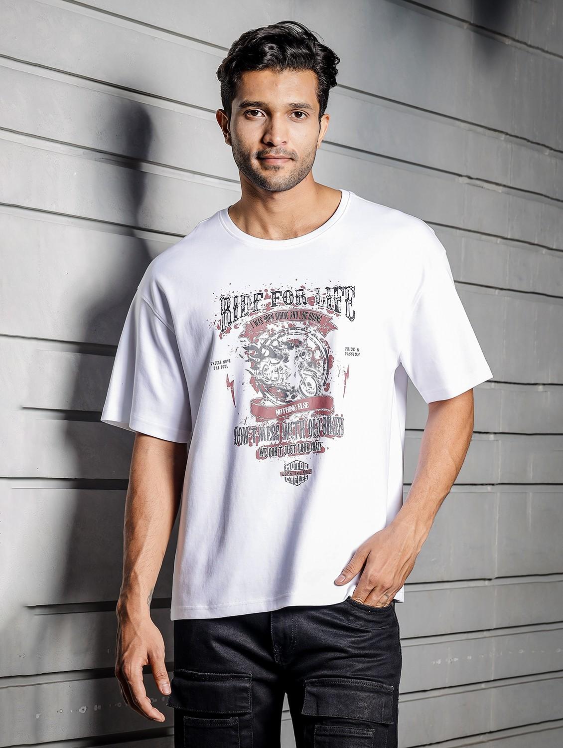 men round neck front print t-shirt
