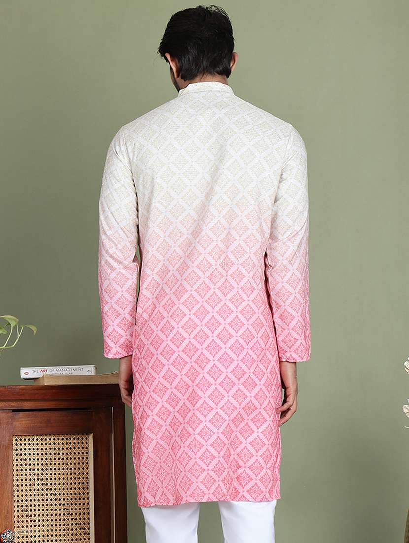 men printed mandarin neck long kurta - 21687703 -  Standard Image - 3