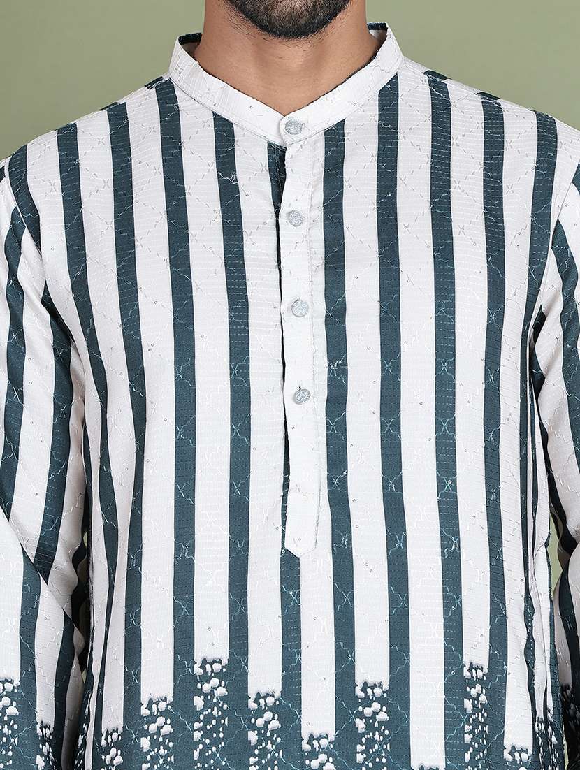 men printed mandarin neck long kurta - 21687719 -  Standard Image - 5