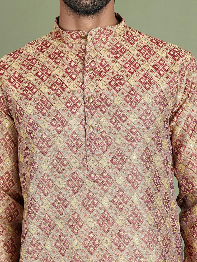 men printed mandarin neck long kurta - 21687723 - Standard Image - 5