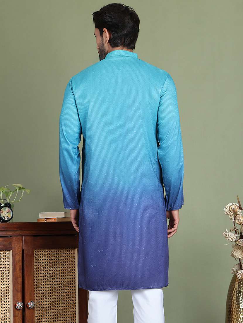 men sequin mandarin neck long kurta - 21687724 -  Standard Image - 3