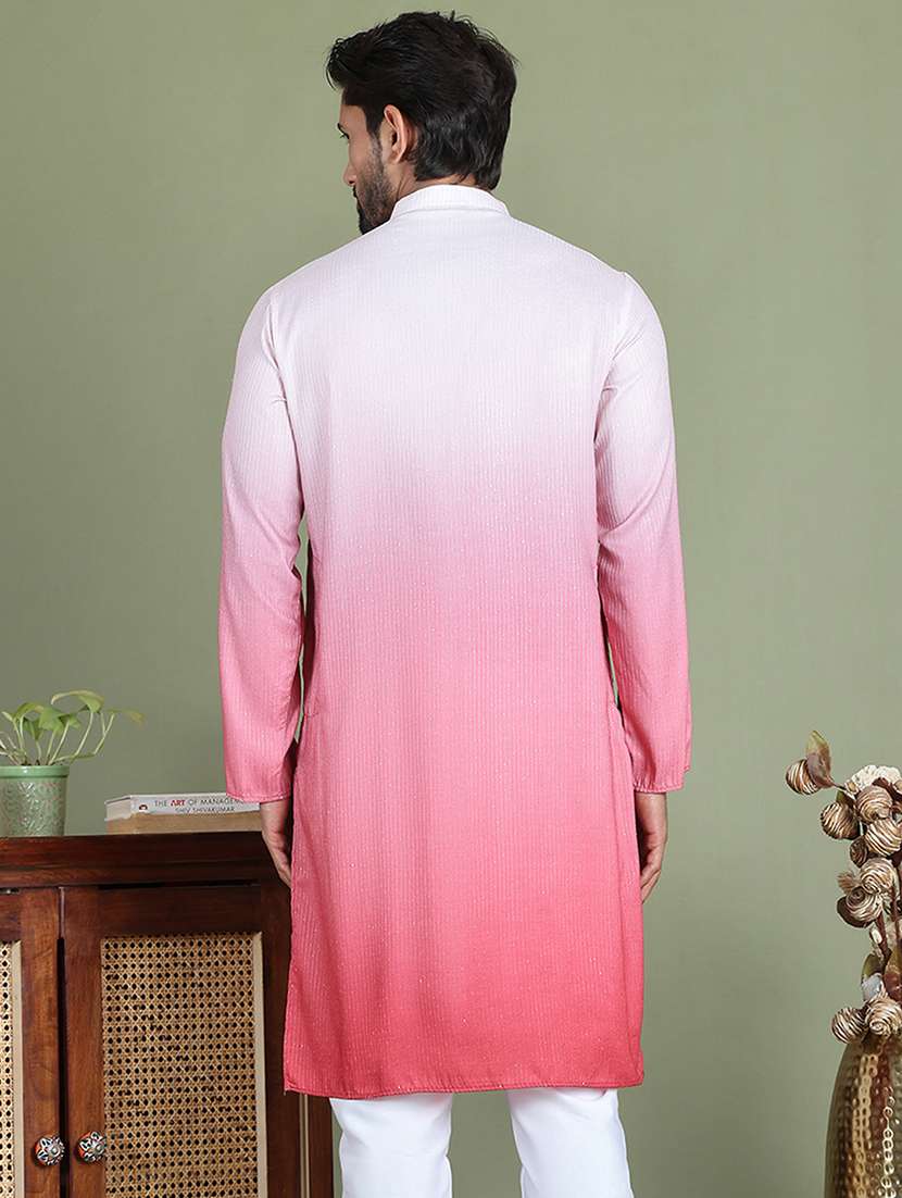 men sequin mandarin neck long kurta - 21687725 - Standard Image - 3