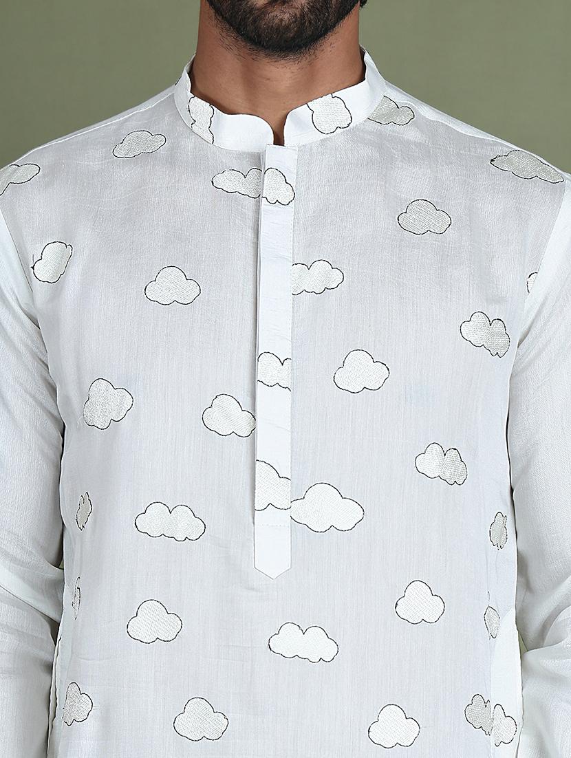 men embroidered mandarin neck long kurta - 21687732 - Standard Image - 5
