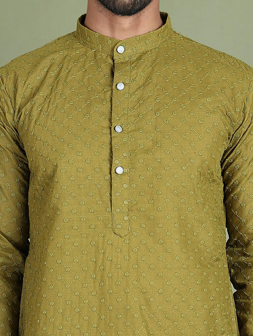 olive cotton long kurta - 21687744 - Standard Image - 5