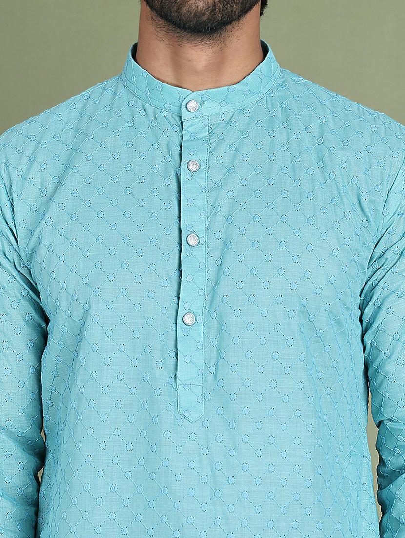 blue cotton long kurta - 21687746 - Standard Image - 5