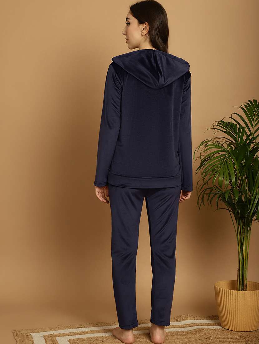 women solid velvet nightwear set - 21687839 -  Standard Image - 3