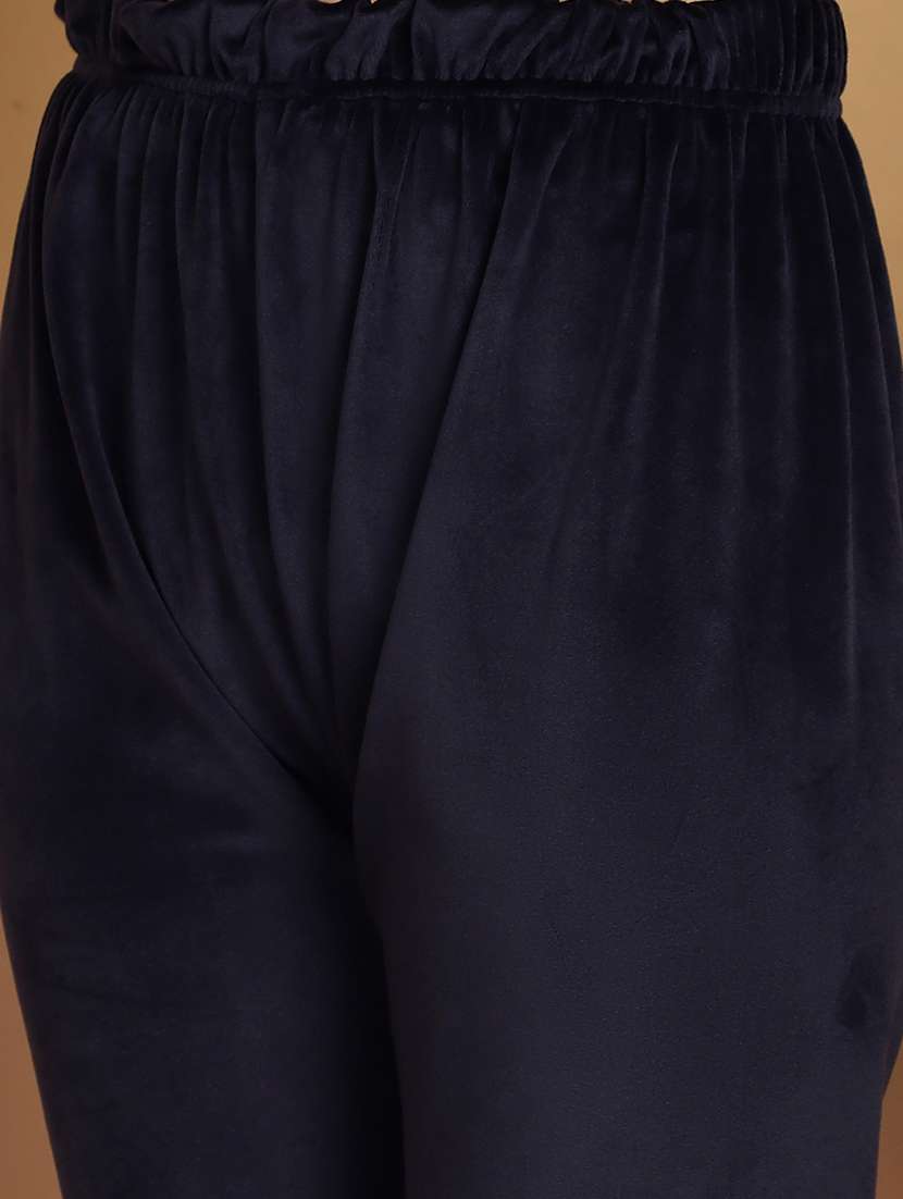 women solid velvet nightwear set - 21687839 -  Standard Image - 5