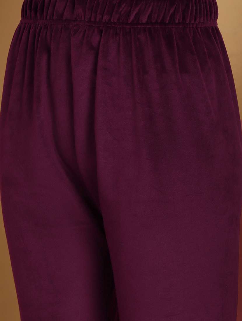 women solid velvet nightwear set - 21687845 -  Standard Image - 5