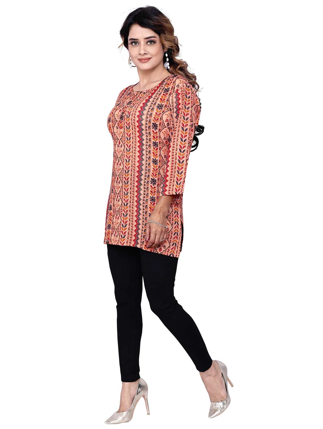 women three quarter sleeve straight kurti - 21687932 -  Standard Image - 3