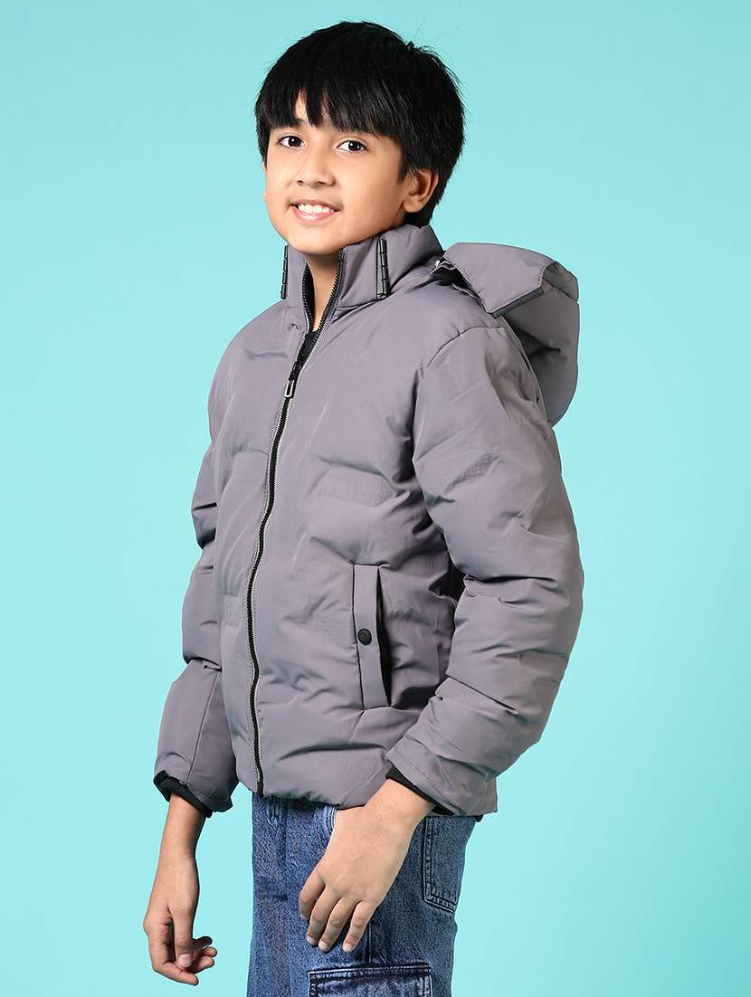 boys solid long sleeve hooded quilted jacket - 21688085 -  Standard Image - 5