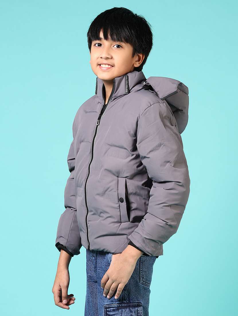 boys solid long sleeve hooded quilted jacket - 21688086 -  Standard Image - 5