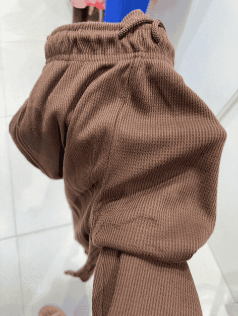dark brown waffle knit track pants - 21688108 - Standard Image - 0