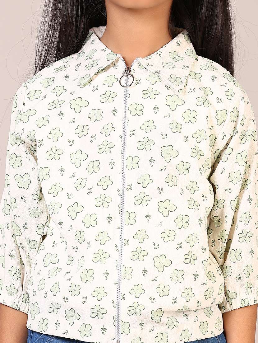 girls off white printed three quarter sleeve top - 21688154 -  Standard Image - 5