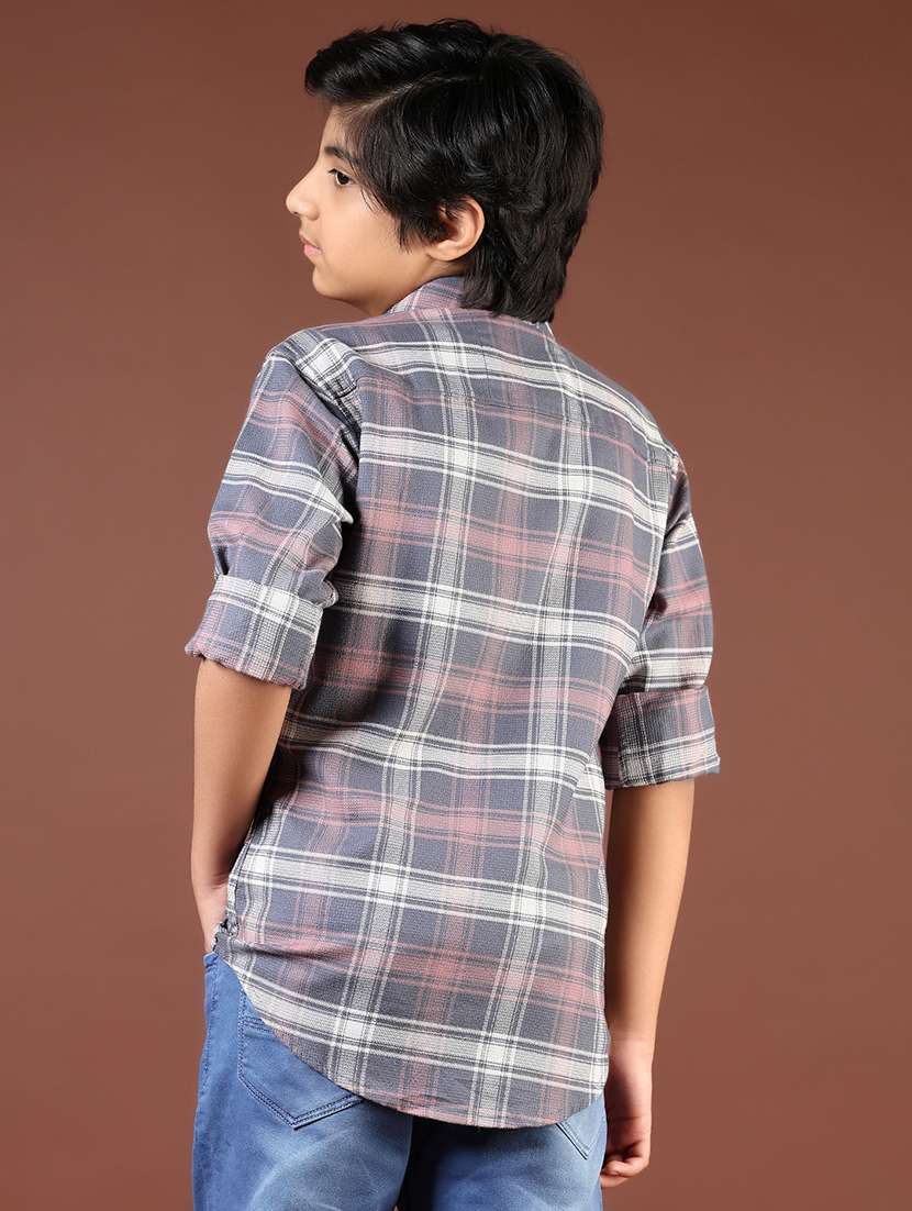 boys checkered long sleeve casual shirt - 21688164 -  Standard Image - 3