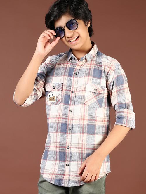 boys checkered long sleeve casual shirt - 21688165 -  Standard Image - 0