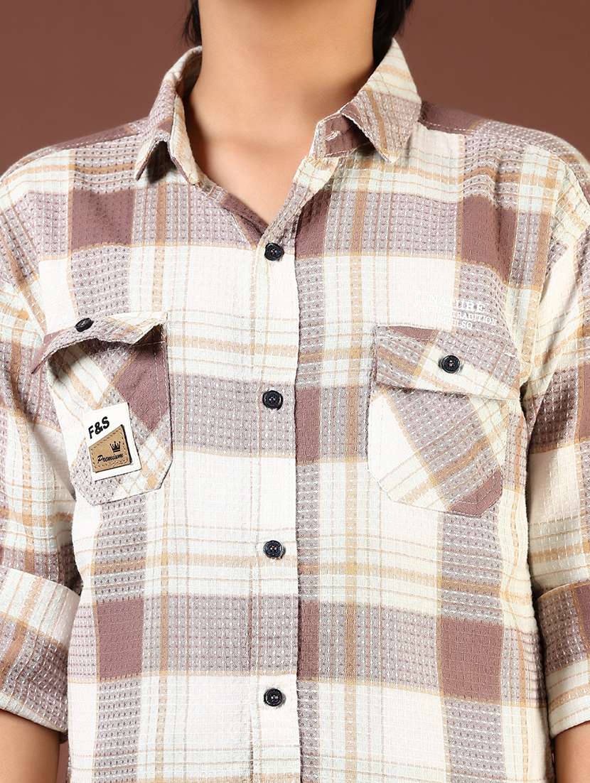boys checkered long sleeve casual shirt - 21688166 -  Standard Image - 5