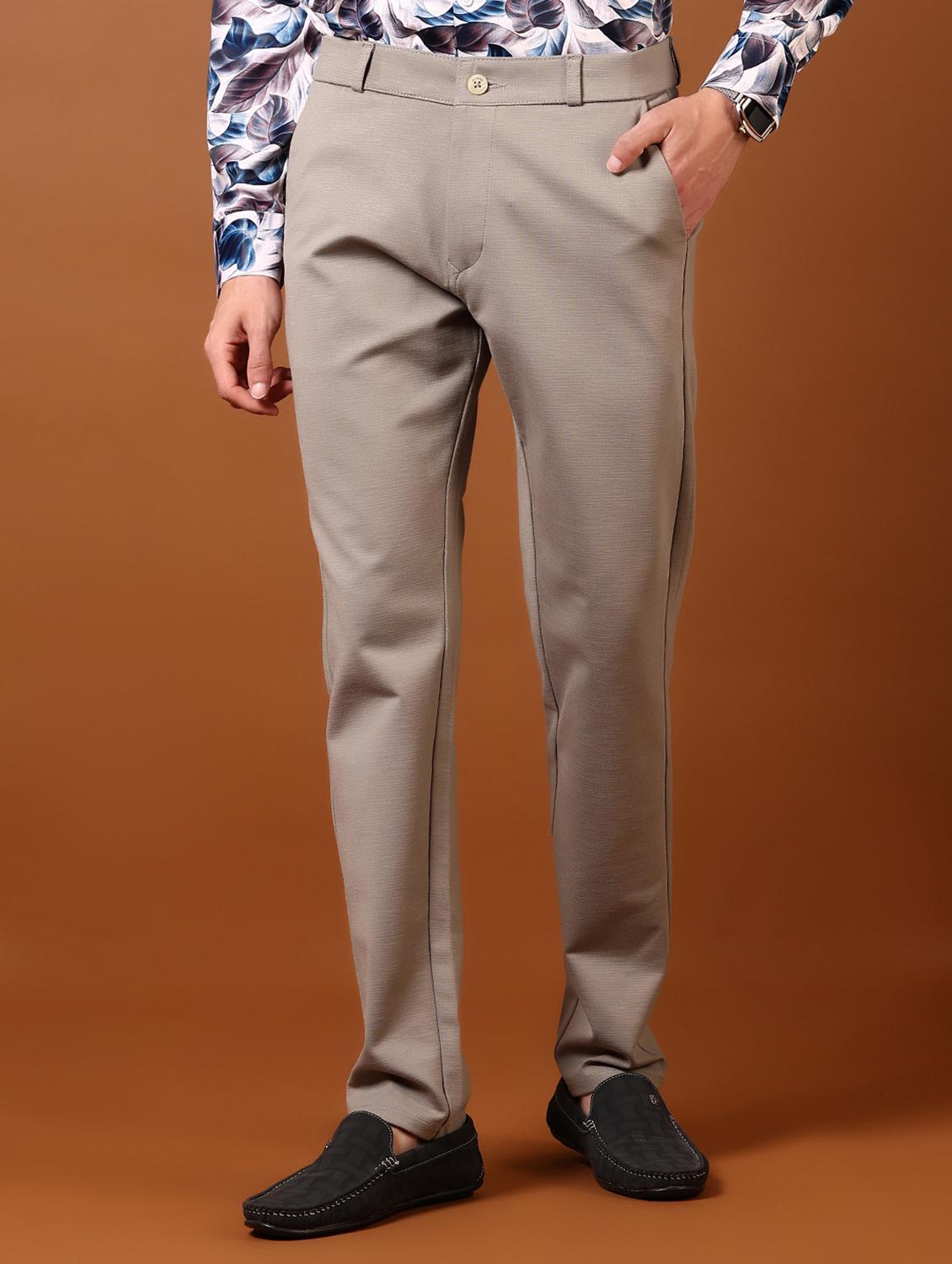 men solid mid rise casual chinos