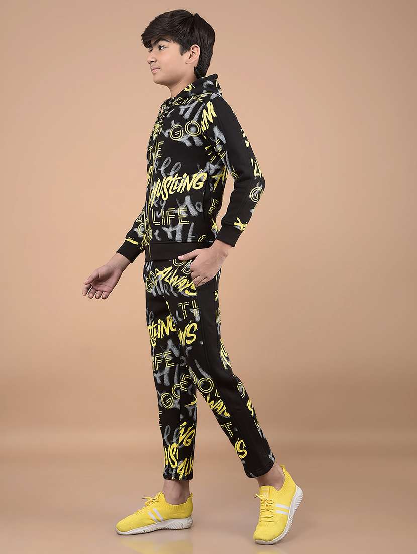 boys black typography print track wear set - 21688312 -  Standard Image - 3