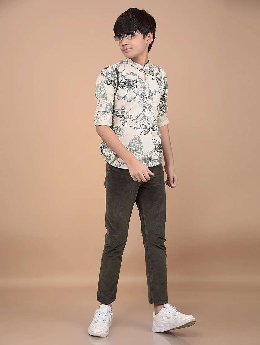 boys mandarin neck printed short kurta  - 21688320 -  Standard Image - 5