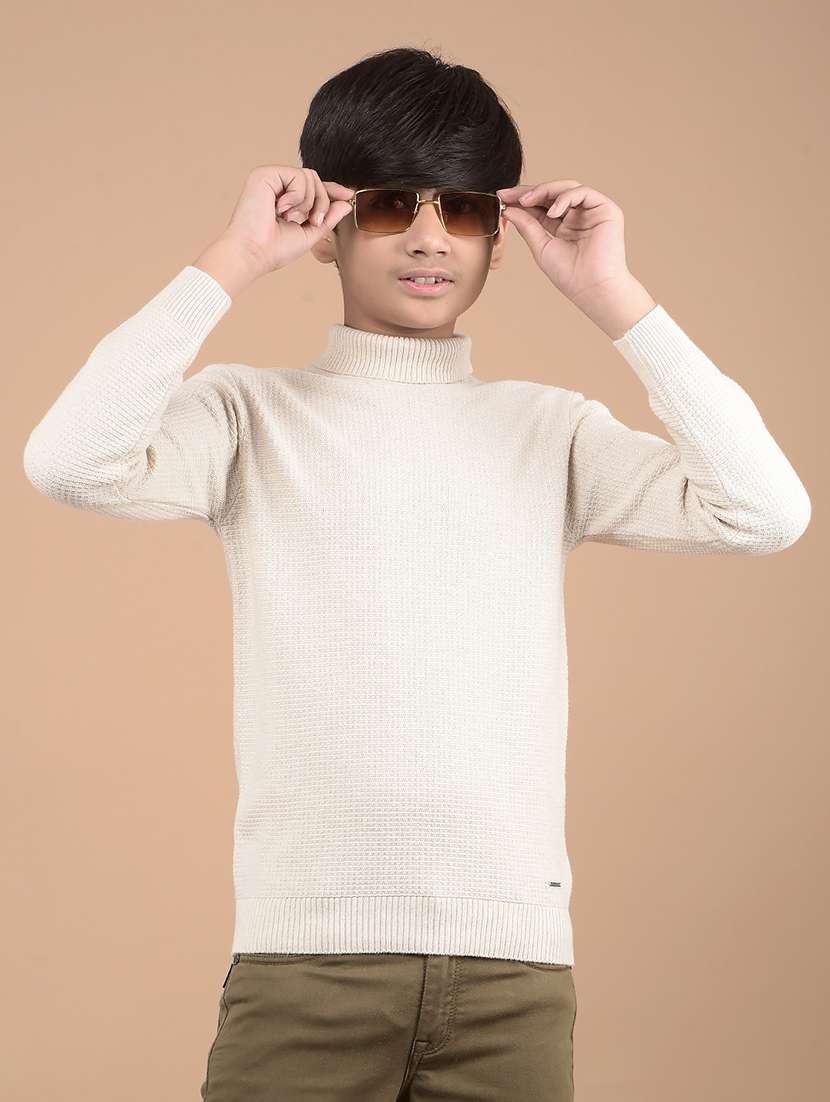 boys long sleeves self design sweater