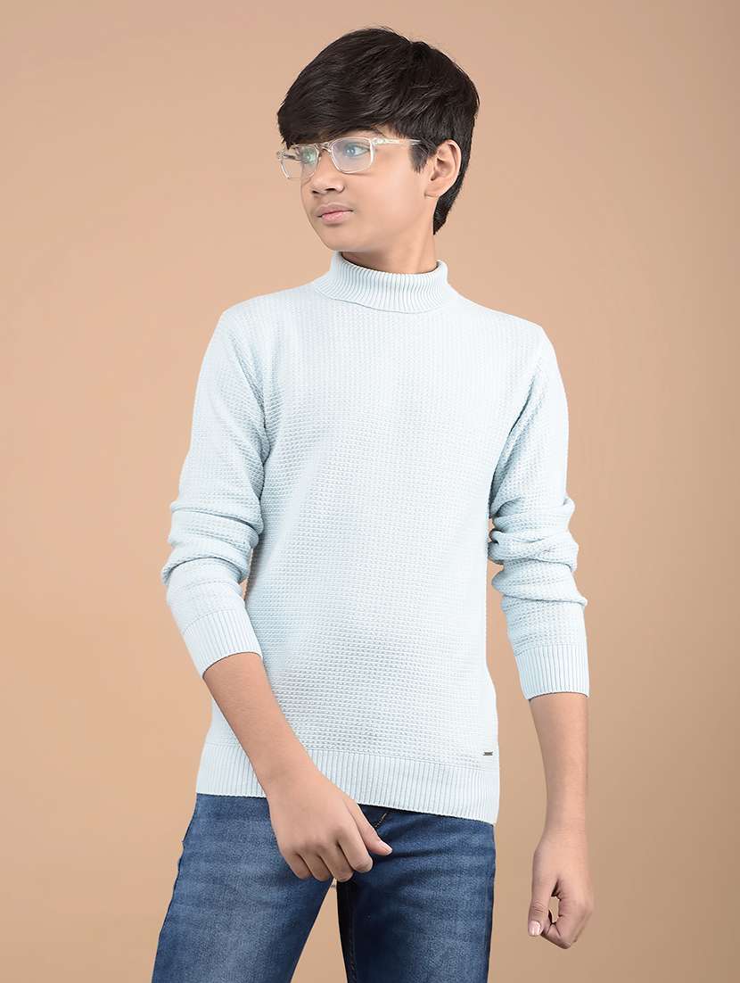 boys long sleeves self design sweater