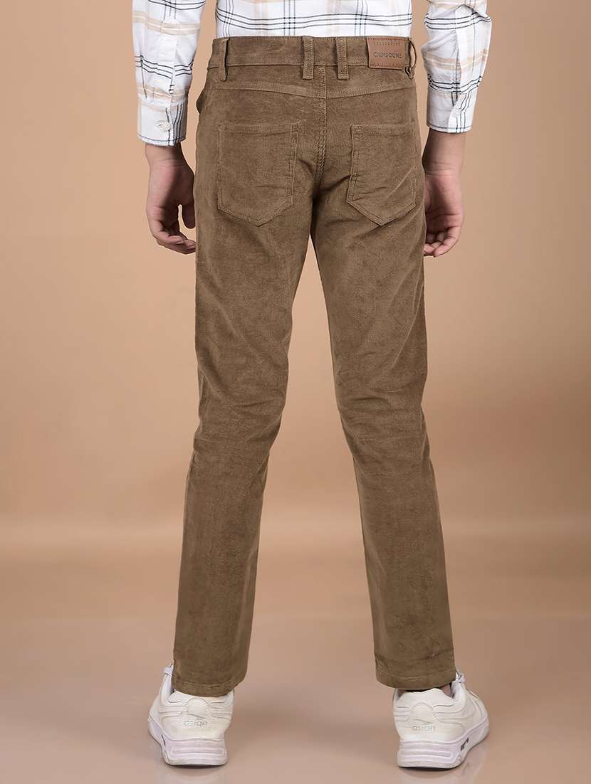 boys brown solid mid rise corduroy trouser - 21688352 -  Standard Image - 3