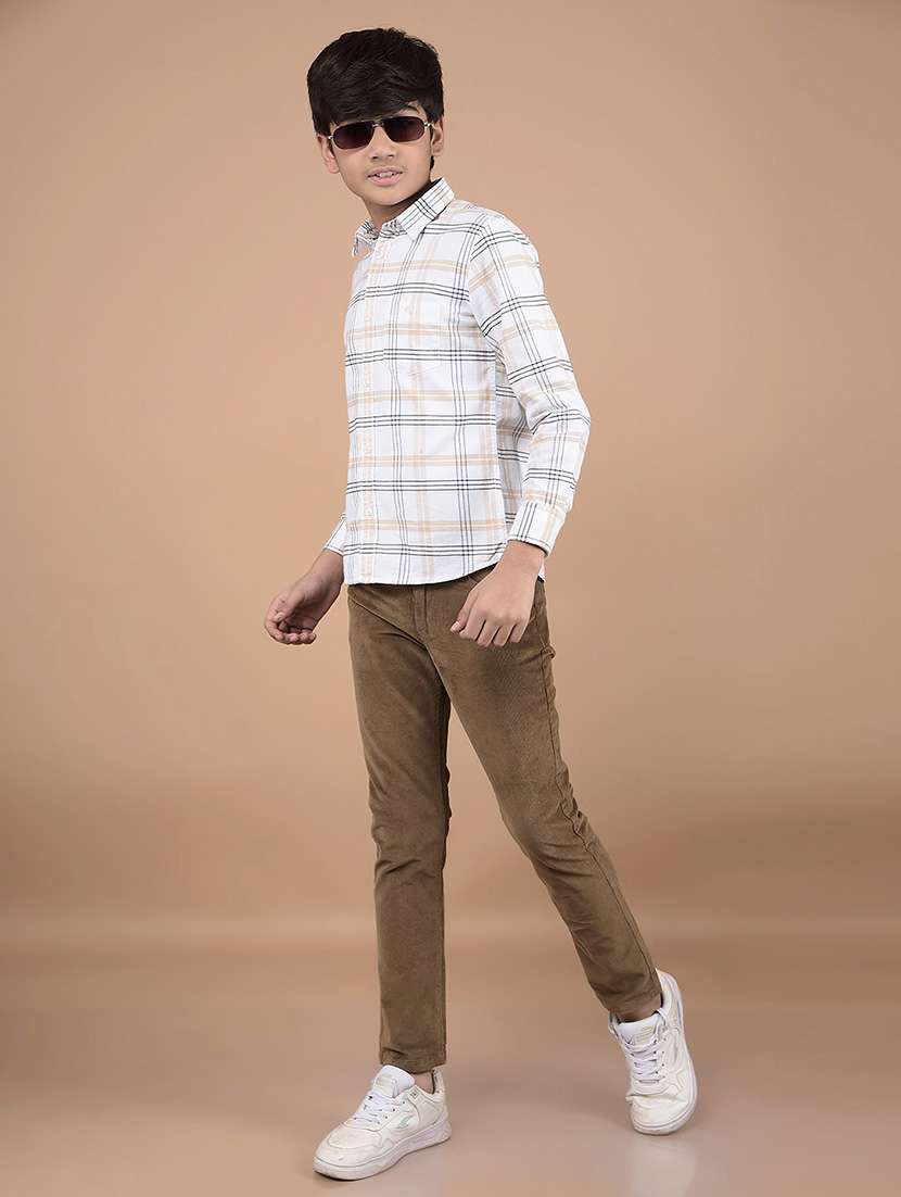 boys brown solid mid rise corduroy trouser - 21688352 -  Standard Image - 5