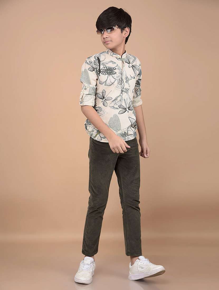 boy solid slim fit corduroy trousers - 21688353 -  Standard Image - 5